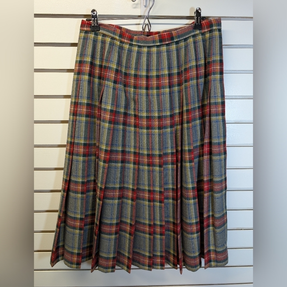 Bonda Wool Kilt Skirt Dress Stewart Tartan Plaid Women’s Size 16 Red Gray - Picture 3 of 6